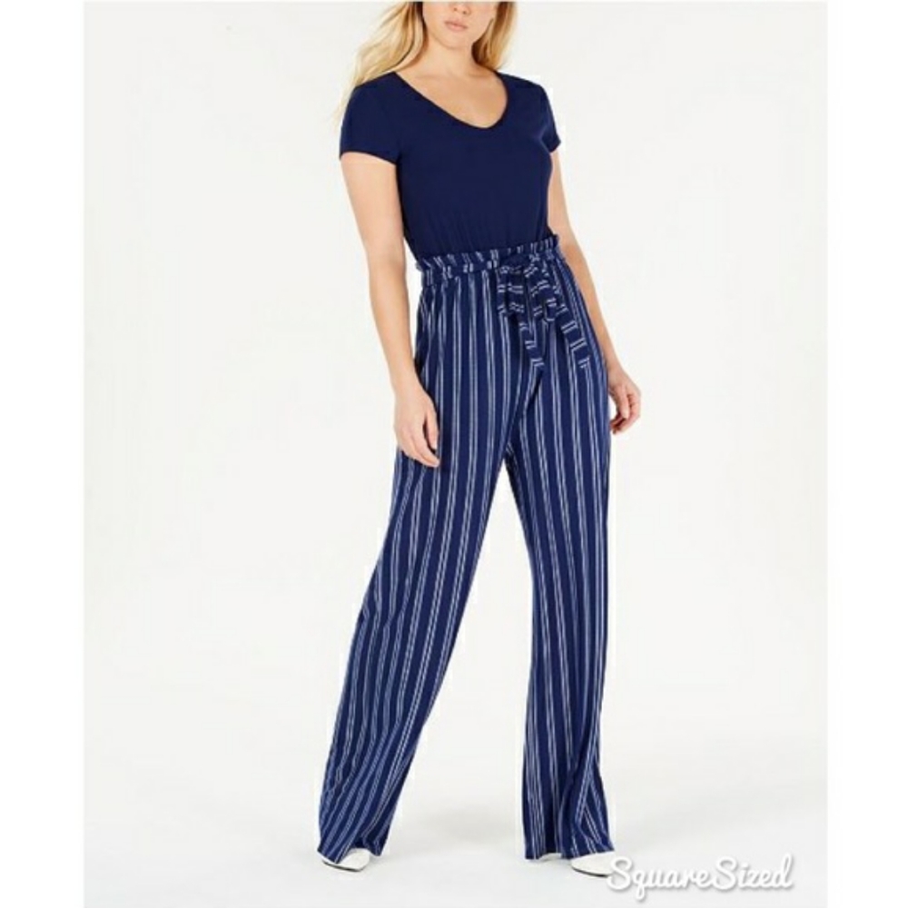 New, striped paperbag-waist jumpsuit